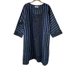 Marketplace Handwork India 100% Cotton Midi Dress Size L Boho Embroidered Artsy